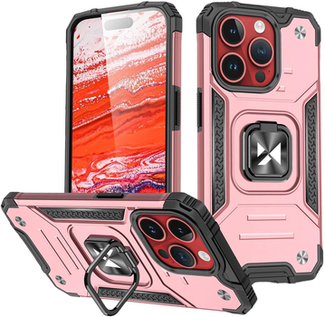 Etui plecki Wozinsky Ring Armor do Apple iPhone 15 Pro Max Pink/Black (9145576280720)