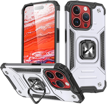 Etui plecki Wozinsky Ring Armor do Apple iPhone 15 Pro Max Silver/Black (9145576280737)