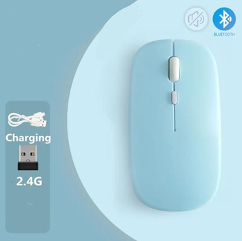 Бездротова комп'ютерна bluetooth миша Wireless Mouse на акумуляторі блакитна