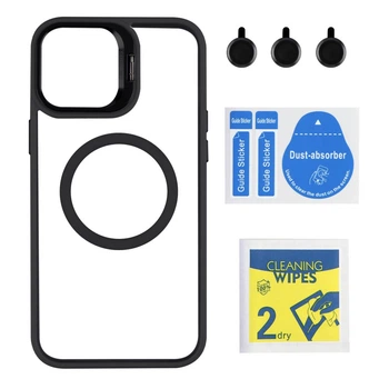 Чехол TPU+PC+Metal Stand Case with MagSafe and Camera Lenses для iPhone 12 Pro Max Колір Black