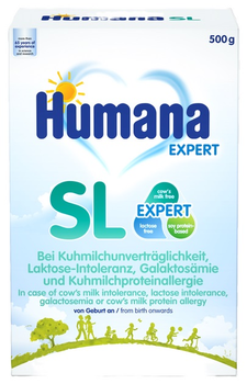 Безмолочная сухая смесь humana sl, от рождения, 500 г (4031244720559)