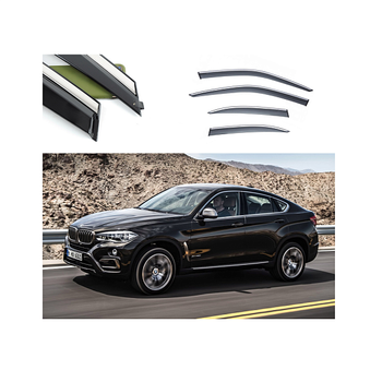 Дефлекторы окон (ветровики) молдинг из нержавеющей стали 3D на BMW X6 F16 (2014-2020) 4 шт. FLY, BBMWX61423-W/S