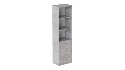 Пенал Анжело Ferrum-decor на 3 полки с 4 шухлядами 1900x400x380 ДСП Бетон 16 мм (ANG1034)