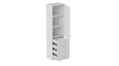 Пенал Анжело Ferrum-decor на 3 полки с дверью и 4 ящиками 1900x500x380 ДСП Белый 16 мм (ANG1077)