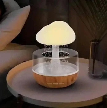 Ночник-увлажнитель воздуха гриб RAIN HUMIDIFIER с эффектом дождя с подсветкой RGB, коричневый XNH-32