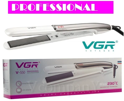 Професійна Плойка Випрямляч VGR PROFESSIONAL HAIR STRAIGHTENER Утюжок для випрямлення волосся з керамічним покриттям і температурним контролем, 52 Вт, White