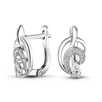 Серебряные серьги с фианитами Ландыш