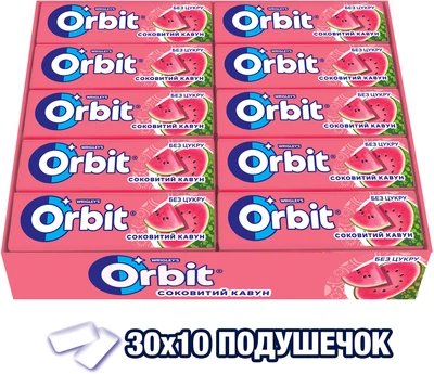 Упаковка жевательной резинки Orbit Сочный арбуз 14 г x 30 шт (4009900397605)