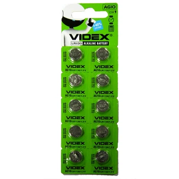 Батарейка Videx AG10 (LR1130) блістер 10 штук (49418)
