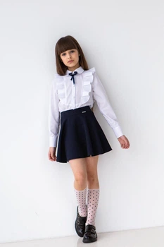 Юбка школьная трапеция Lilia 128 синий
