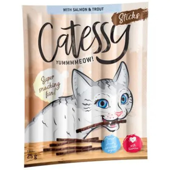 Ласощі Catessy Sticks Salmon & Trout палички з лососем та фореллю для котів 10 шт