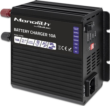 Зарядное устройство Qoltec Monolith 10 А 12 V LiFePO4 AGM GEL SLA (5901878519586)