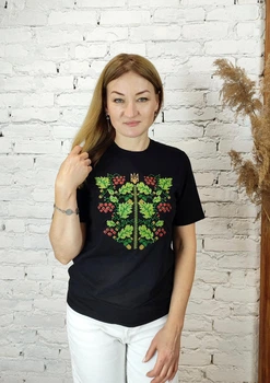Футболка вишиванка чорна вишита орнаментом дуб-калина 2XL 01400 -2XL