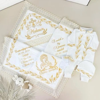 Крестильный набор для мальчика Family Tradition махра, интерлок з вышивкою белый Нива Господня