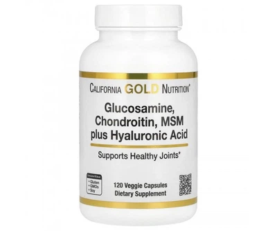 Глюкозамін, Хондроїтин, ЧСЧ та Гіалуронова кислота (Glucosamine Chondroitin, MSM plus Hyaluronic Acid), California Gold Nutrition, 120 капсул (352474382)
