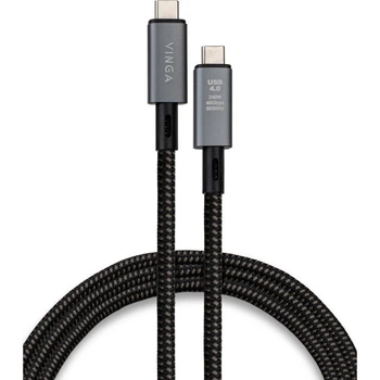 Дата кабель USB-C to USB-C 0.8m USB4 240W 40GBps 8K60Hz Nylon Vinga (VCPDCU4)[17666]
