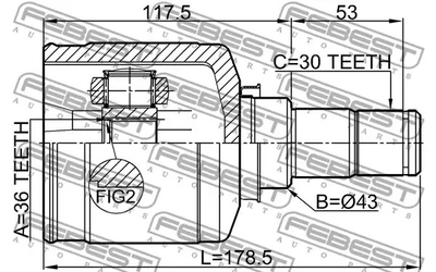 ШРУС MITSUBISHI OUTLANDER, 36X43X30, FEBEST (0411CW6LH)