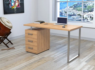 Письмовий стіл Loft design L-27 Дуб Крафт золотий Сріблястий