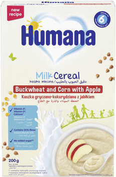 Каша молочна Humana Milk Cereal Buckwheat and Corn with Apple Гречано-кукурудзяна з яблуком для дітей від 6 місяців 200 г (4251099603030)