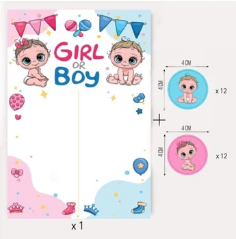 Плакат для гендер пати Boy or Girl + наклейки 24 штуки