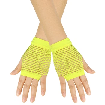 Мітенки в сіточку короткі жовті One Size