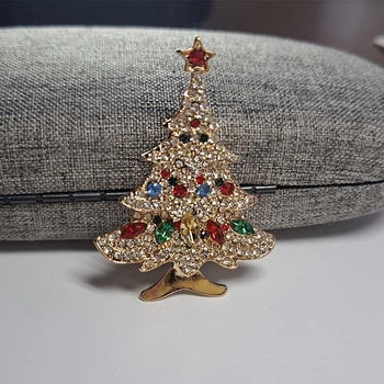 Новогодняя брошь Анна Ясеницька "Christmas tree 2", золотистый, разноцветный, 5,5х4 см