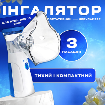 Ультразвуковой портативный ингалятор небулайзер Mesh Nebulizer JSL-W302 3 шт насадки для лечения детей и взрослых 3 режима работы питание от usb компактный компрессорный