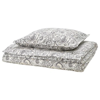 Комплект постельного белья пододеяльник и наволочка IKEA RODGERSIA 105.794.01 серый/белый, 150х200/50х60 см