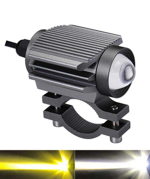 Светодиодная двухцветная фара Moto LED Mini дальнего/ближнего для мотоцикла, мопеда, скутера. Белый Жёлтый (05255)