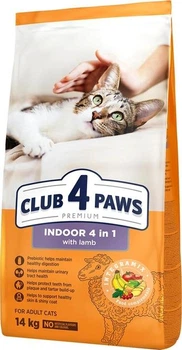Полнорационный сухой корм для взрослых кошек Club 4 Paws Premium «4 в 1» с ягненком 14 кг (4820215369473)
