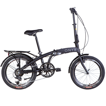 Складной Велосипед AL 20" Dorozhnik ONYX Vbr трещотка рама-12,5" Черный (м) с багажником зад AI, с крылом St 2024