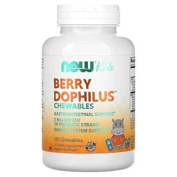Детский пробиотик NOW BerryDophilus 2 Billion, 120 жевательных таблеток - Ягоды