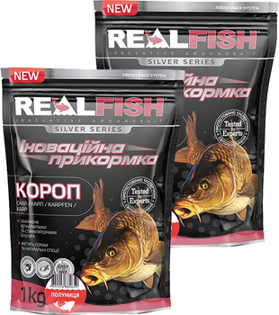 Прикормка Real Fish Короп (Полуниця) 1 кг 2 упаковки (4820026882659)
