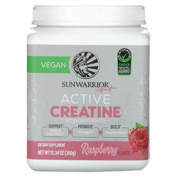 Креатин Sunwarrior, Sport, Active Creatine Monohydrate, Raspberry, 12,34 унции (350 г) (11964953)