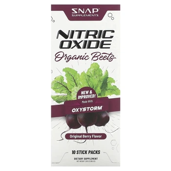 Формула с оксидом азота Snap Supplements, Nitric Oxide, Organic Beets, Original Berry, 10 Stick Packs, 0.29 oz (8.2 g) Each (11966785)