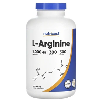 Формула с оксидом азота Nutricost, L-Arginine, 1,000 mg, 300 Tablets (11966737)