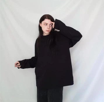 Лонгслів оверсайз бавовняний XXL (50-52) Чорний