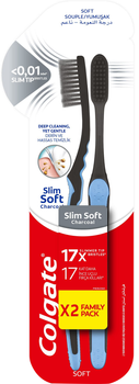 Зубна щітка Colgate Slim Soft Charcoal Деревне Вугілля 1+1 (8693495041461)