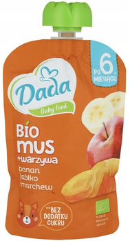 Пюре Dada Bio mus банан-яблуко-морква з 6 місяців, 100 г