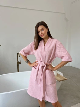 Жіночий Халат COSY кімоно вафельний, рожевий 2XL
