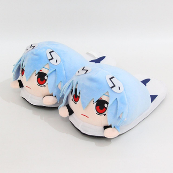 Тапочки кигуруми игрушки для мальчика Детские Kigurumi Тапочки Рэй Аянами Теплые Тканевые Голубые 35-41