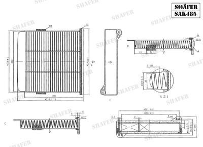 Фильтр салонный Mitshubishi Grandis, L200, Lancer, Outlander, Pajero Sport, 01-, угольный SAK485 SHAFER