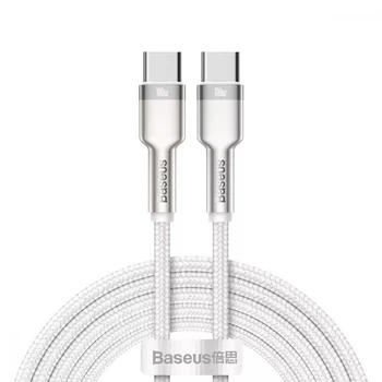 Кабель Baseus Type-C - Type-C 100W 2м Cafule Metal White (CATJK-D02)