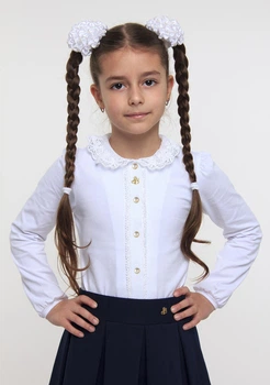 Блуза трикотажная для девочки Smil 114515 белая 122