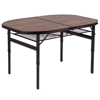 Стіл складаний Bo-Camp Melrose Oval 120x80 см, алюмінієвий каркас, до 30 кг, Black/Wood look (1404220)