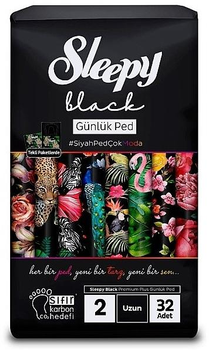 Прокладки щоденні Sleepy Black Long-2, 5крапель, 32 штуки