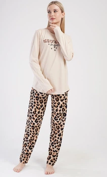 Пижама женская (лонгслив, штаны) 3XL бежевый 404119