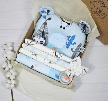 Набор пеленок для новорожденных a.l.babybox Панда индеец №2 Голубой