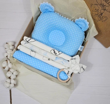 Набор пеленок для новорожденных a.l.babybox Горох белый на голубом №2