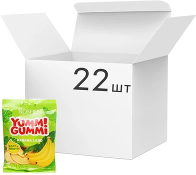 Упаковка жевательных конфет Roshen Yummi Gummi Banana Land 70 г х 22 шт (4823077638459)